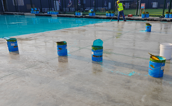 硅PU塑膠球場-防水底涂施工圖